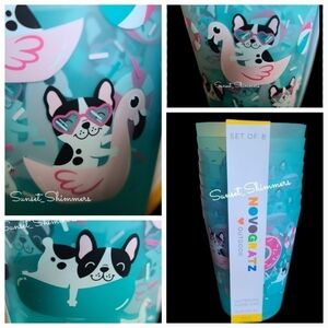 x8 French Bulldog Frenchie Boston Terrier Dog Pool Party Outdoor Tumbler Cup Set
